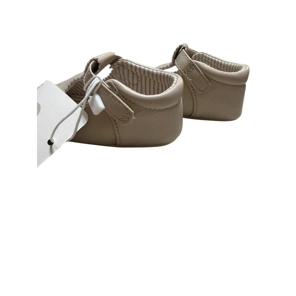 Mayoral Newborn Size 19 Beige Mary Jane Crib Shoes NWT Box
